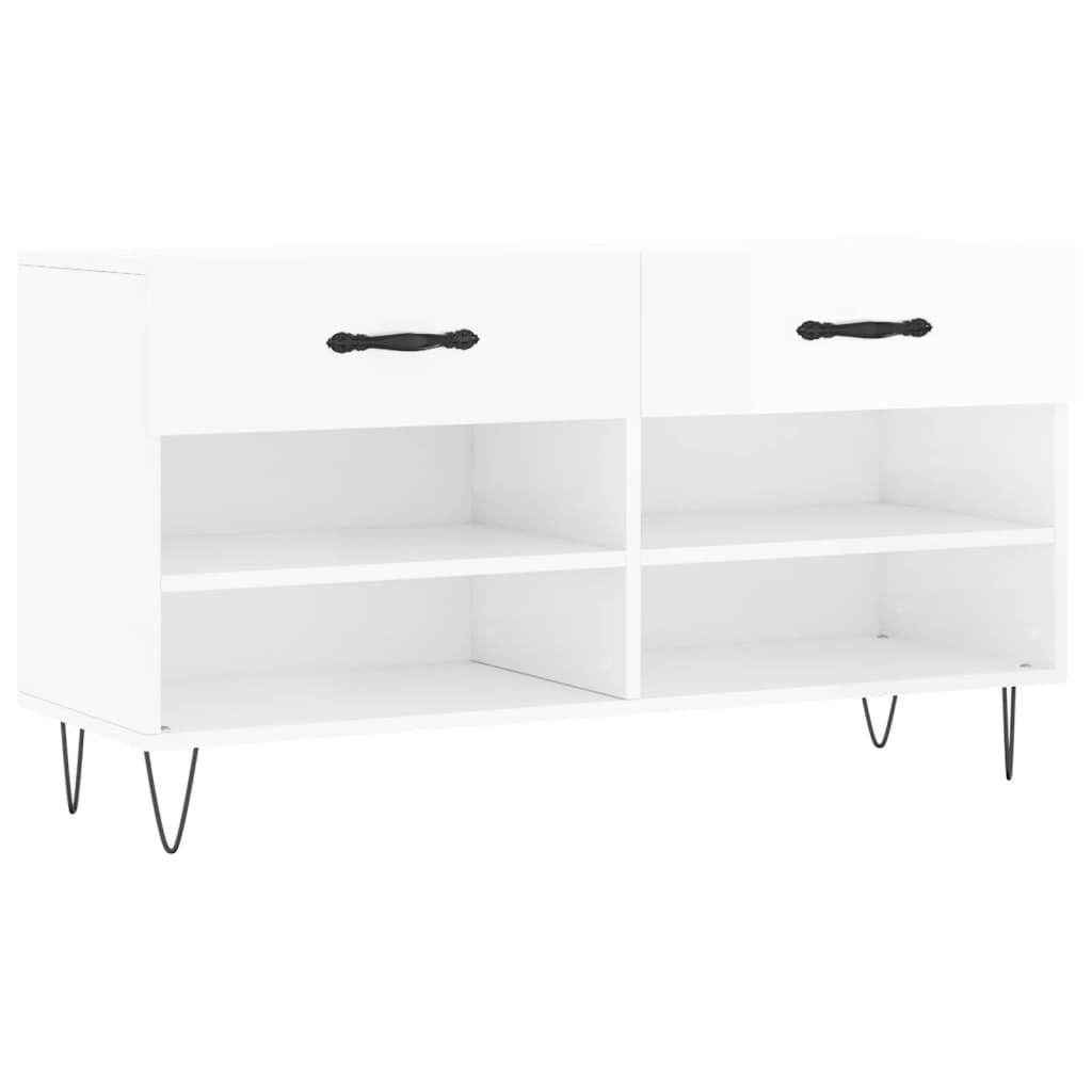 vidaXL Shoe Bench High Gloss White 102x35x55 cm Engineered Wood