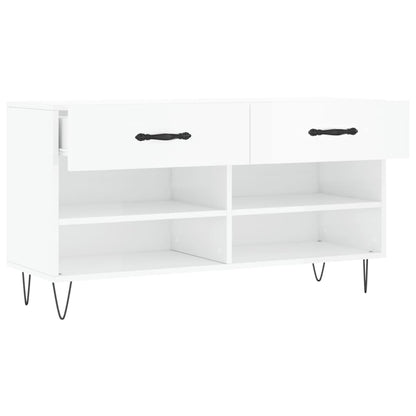 vidaXL Shoe Bench High Gloss White 102x35x55 cm Engineered Wood