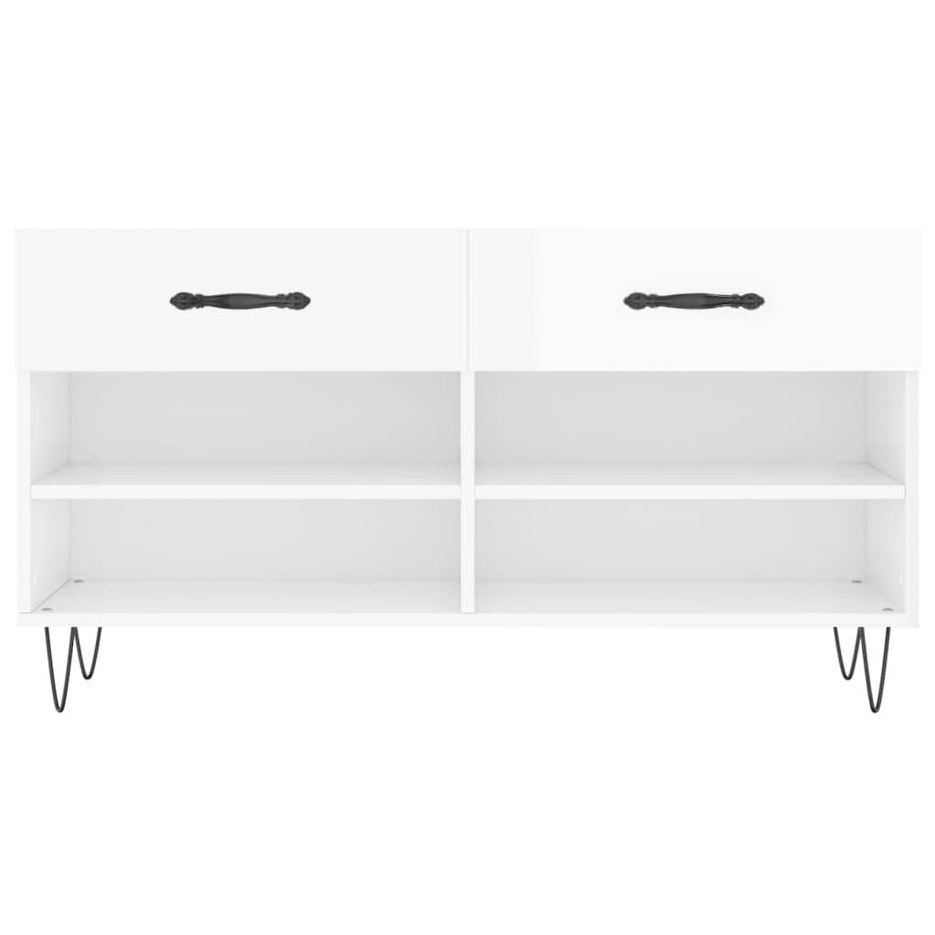 vidaXL Shoe Bench High Gloss White 102x35x55 cm Engineered Wood