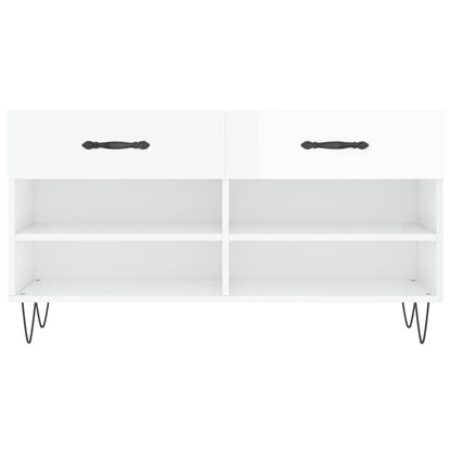 vidaXL Shoe Bench High Gloss White 102x35x55 cm Engineered Wood