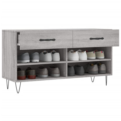 vidaXL Shoe Bench Grey Sonoma 102x35x55 cm Engineered Wood