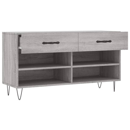 vidaXL Shoe Bench Grey Sonoma 102x35x55 cm Engineered Wood