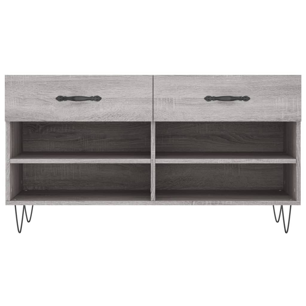 vidaXL Shoe Bench Grey Sonoma 102x35x55 cm Engineered Wood