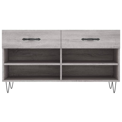 vidaXL Shoe Bench Grey Sonoma 102x35x55 cm Engineered Wood