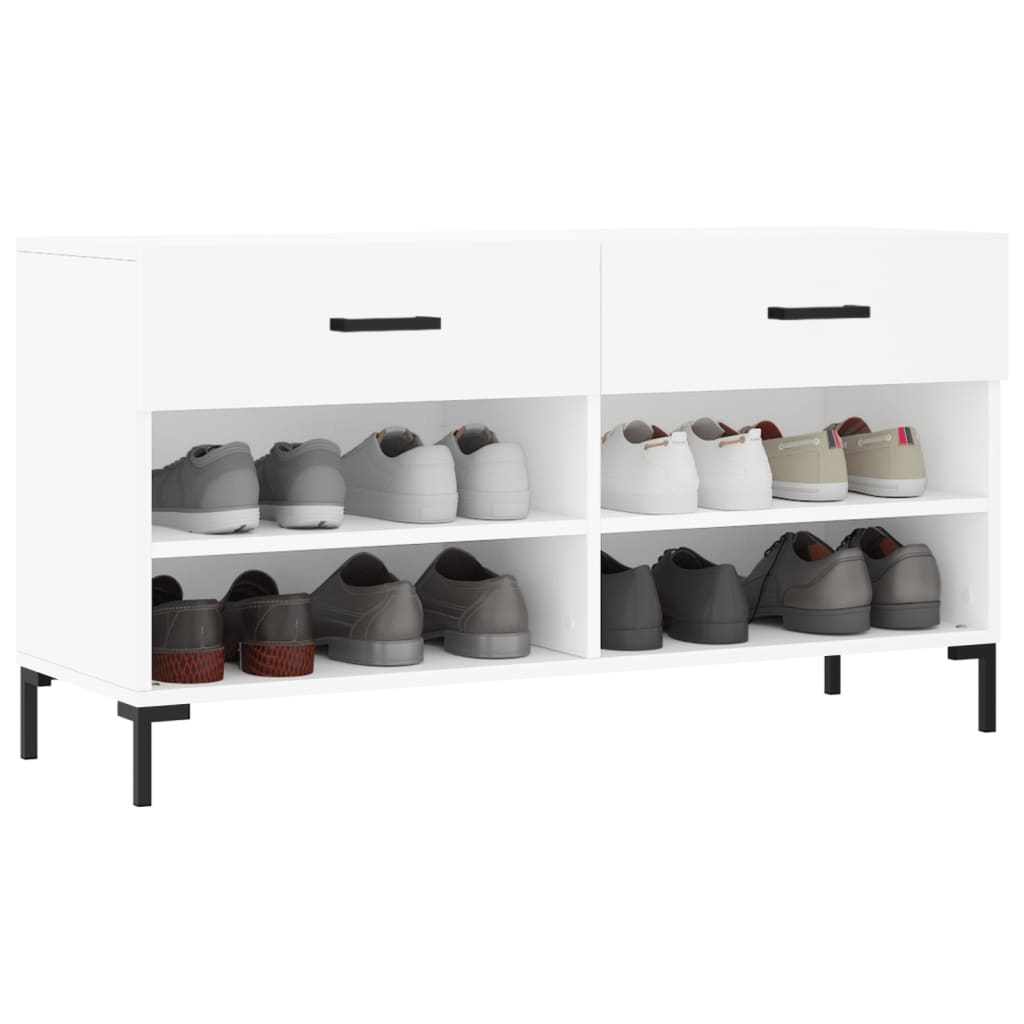 vidaXL Shoe Bench White 102x35x55 cm Engineered Wood