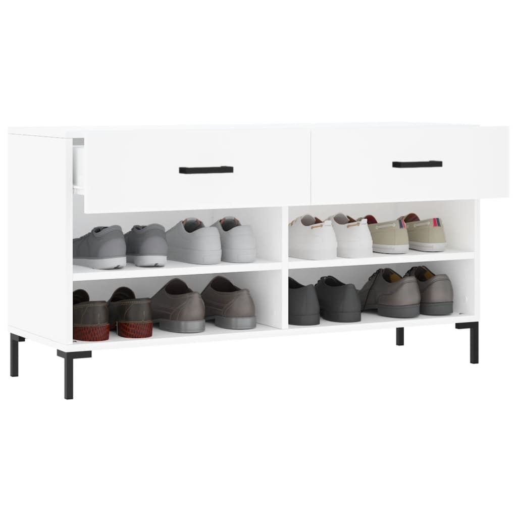 vidaXL Shoe Bench White 102x35x55 cm Engineered Wood