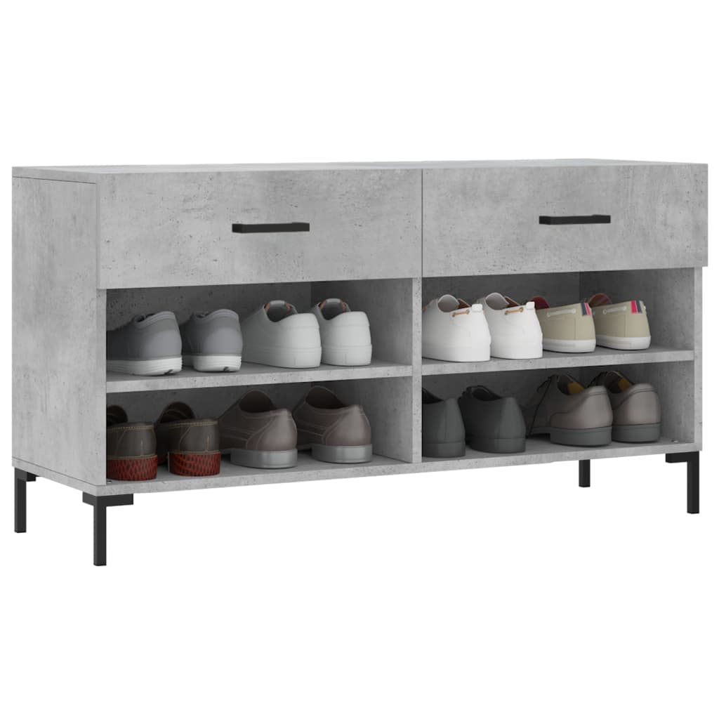 vidaXL Shoe Bench Concrete Grey 102x35x55 cm Engineered Wood