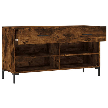 vidaXL Shoe Bench Smoked Oak 102x35x55 cm Engineered Wood