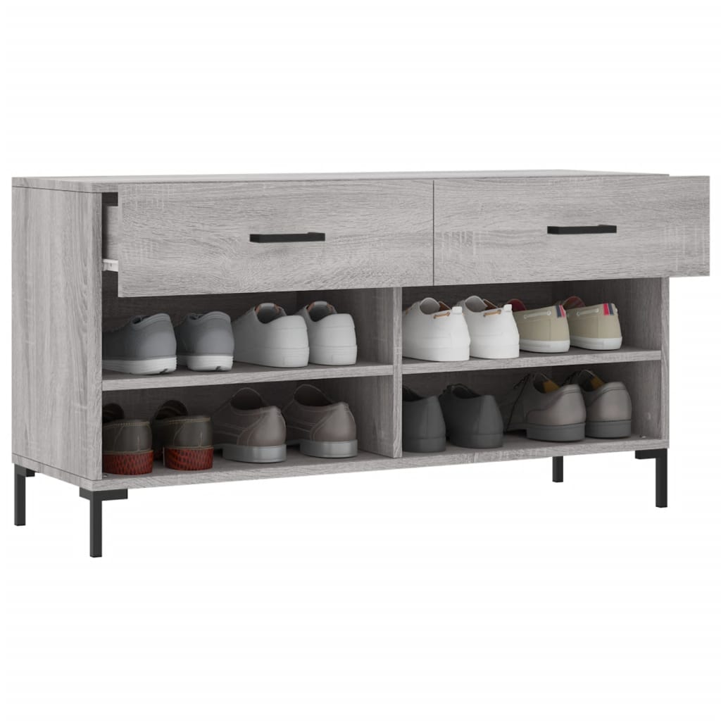 vidaXL Shoe Bench Grey Sonoma 102x35x55 cm Engineered Wood