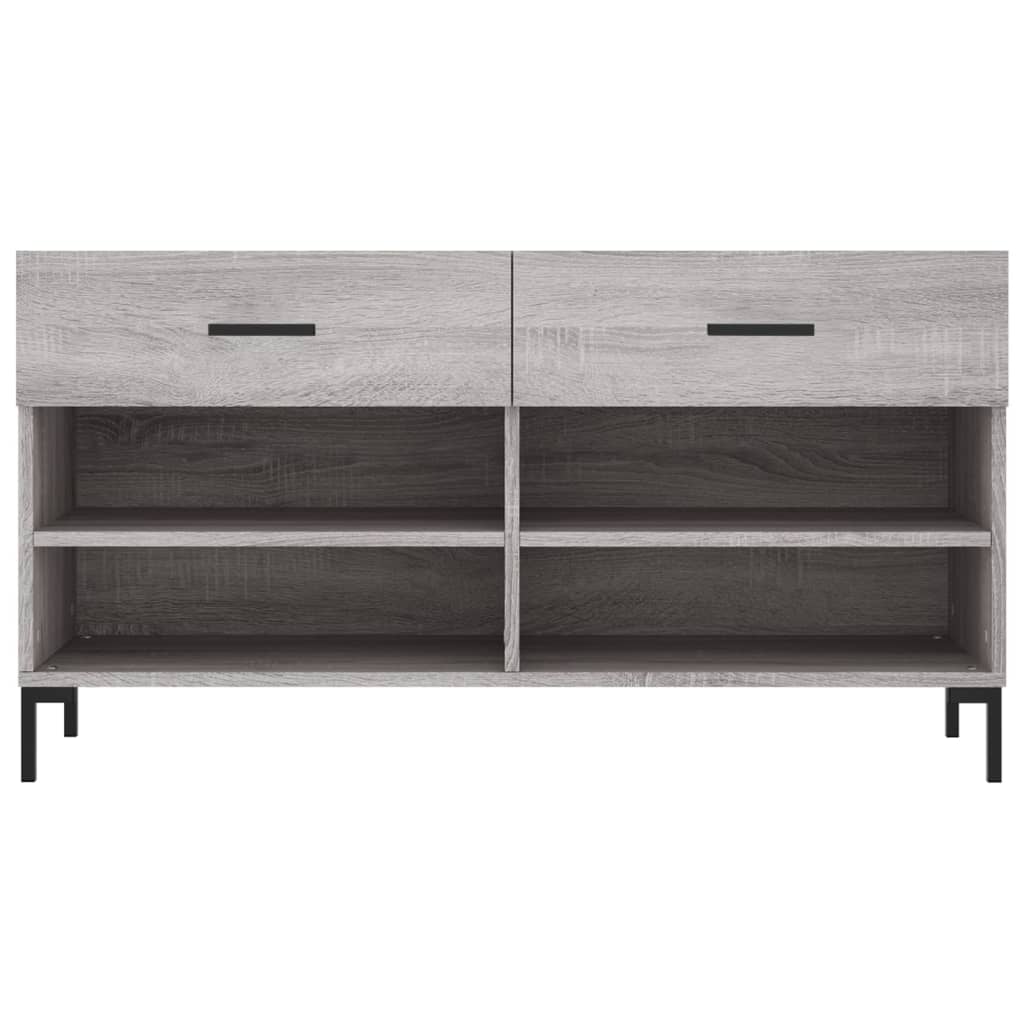 vidaXL Shoe Bench Grey Sonoma 102x35x55 cm Engineered Wood