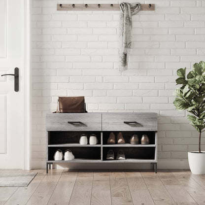 vidaXL Shoe Bench Grey Sonoma 102x35x55 cm Engineered Wood