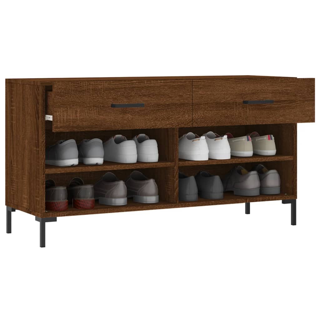 vidaXL Shoe Bench Brown Oak 102x35x55 cm Engineered Wood