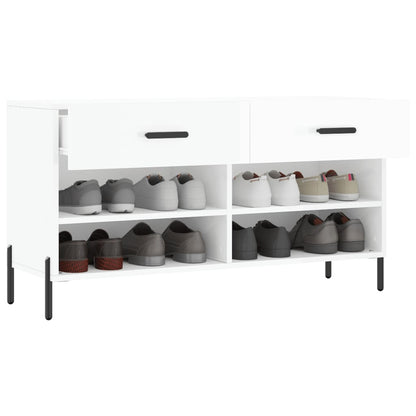 vidaXL Shoe Bench High Gloss White 102x35x55 cm Engineered Wood