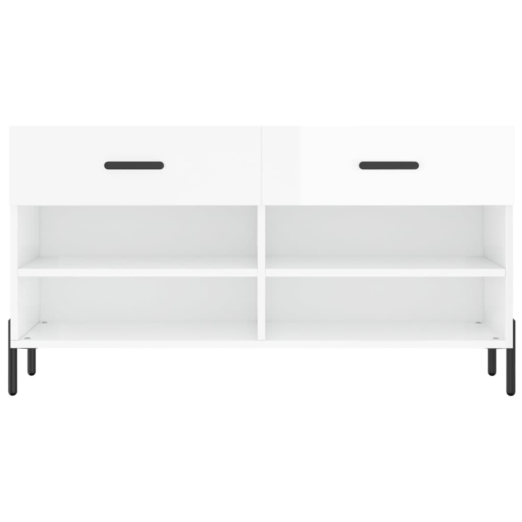 vidaXL Shoe Bench High Gloss White 102x35x55 cm Engineered Wood