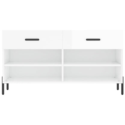 vidaXL Shoe Bench High Gloss White 102x35x55 cm Engineered Wood