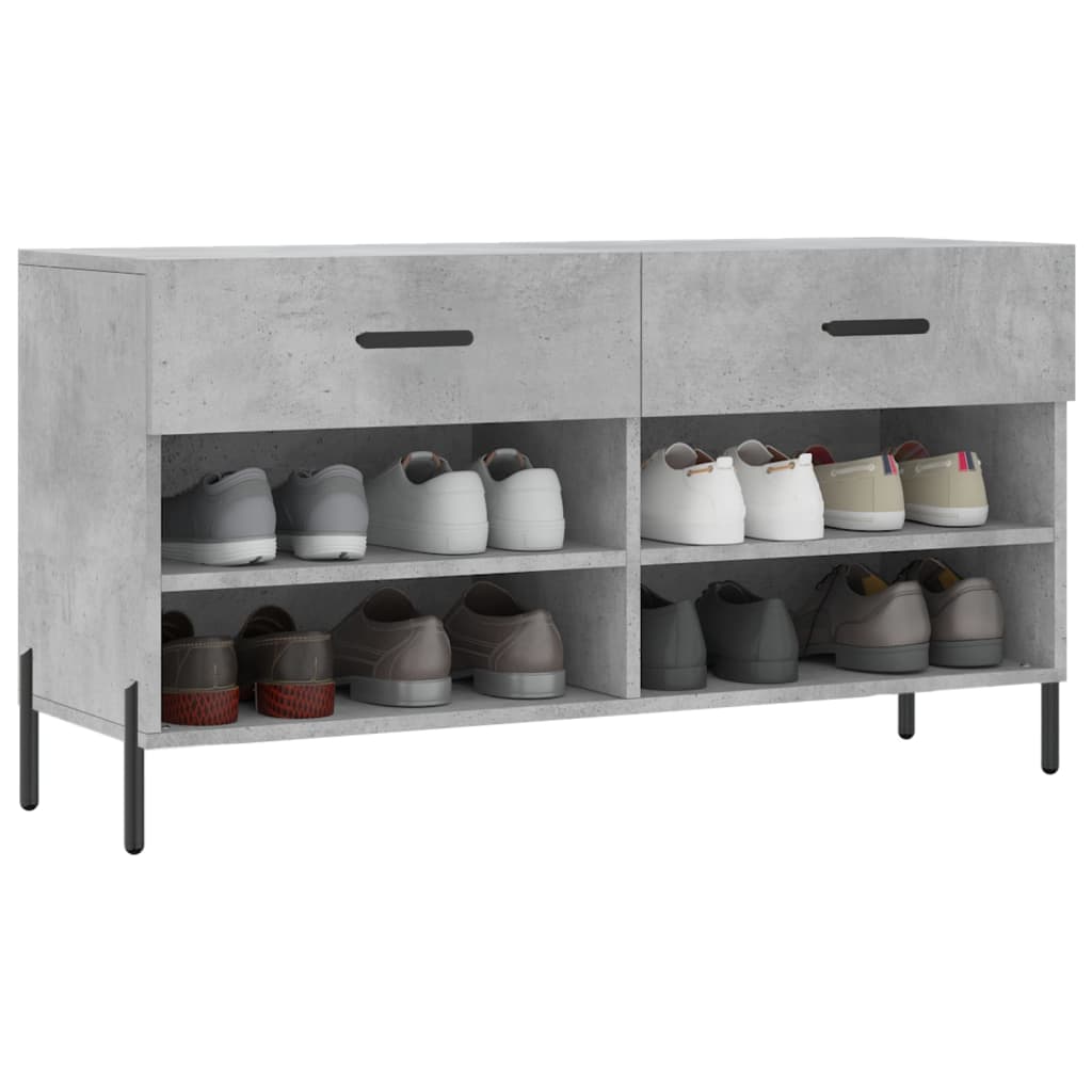 vidaXL Shoe Bench Concrete Grey 102x35x55 cm Engineered Wood
