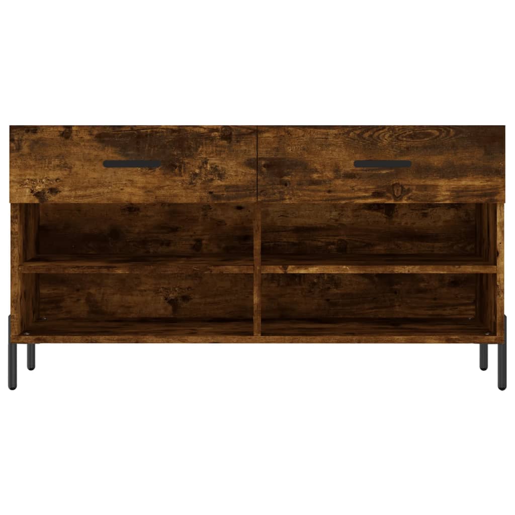 vidaXL Shoe Bench Smoked Oak 102x35x55 cm Engineered Wood