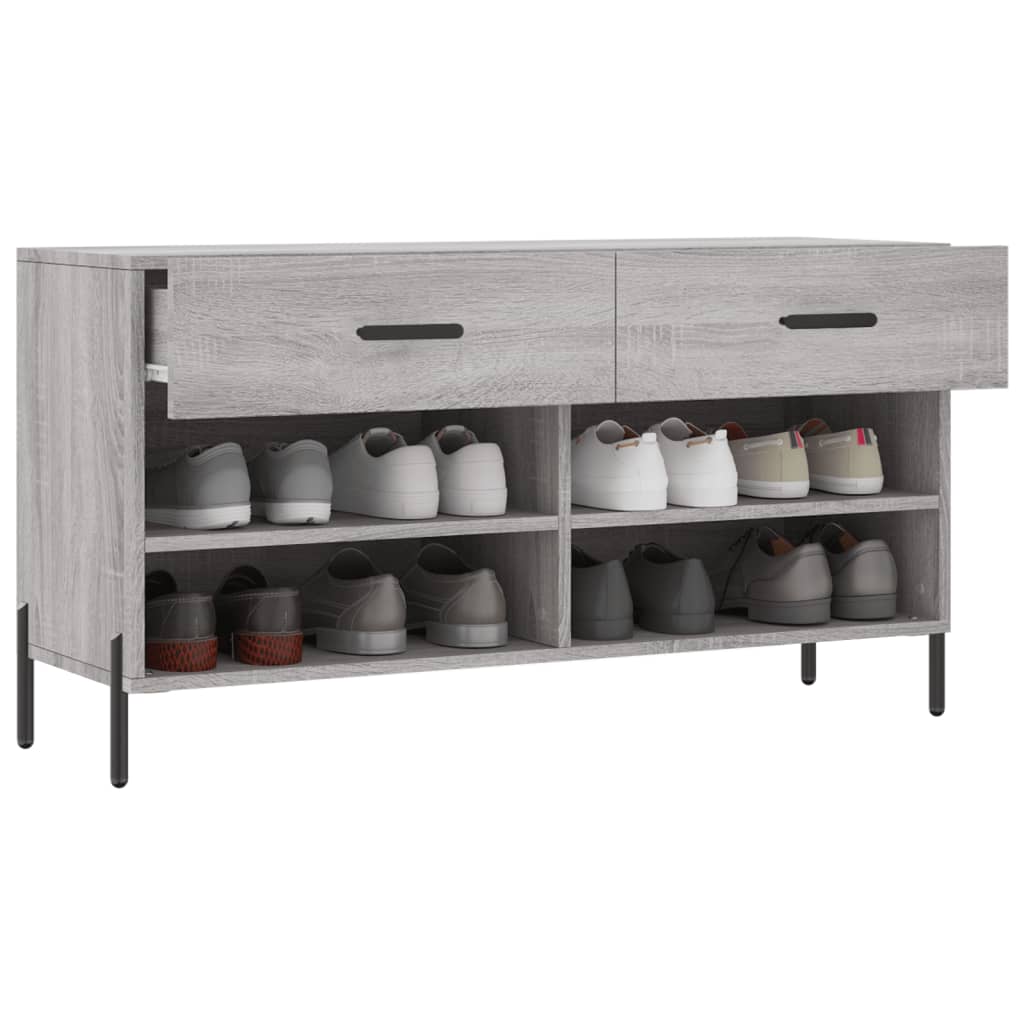 vidaXL Shoe Bench Grey Sonoma 102x35x55 cm Engineered Wood