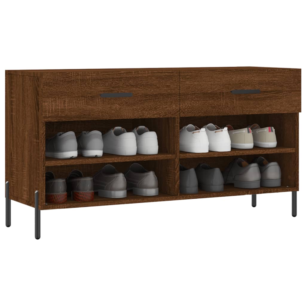 vidaXL Shoe Bench Brown Oak 102x35x55 cm Engineered Wood