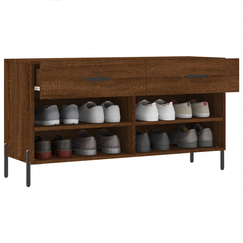 vidaXL Shoe Bench Brown Oak 102x35x55 cm Engineered Wood