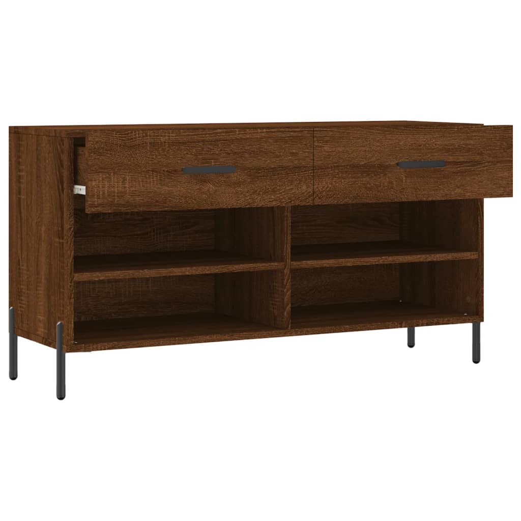 vidaXL Shoe Bench Brown Oak 102x35x55 cm Engineered Wood