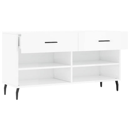 vidaXL Shoe Bench High Gloss White 102x35x55 cm Engineered Wood