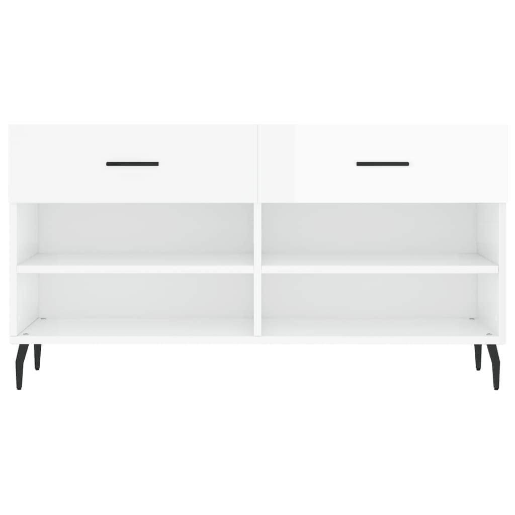 vidaXL Shoe Bench High Gloss White 102x35x55 cm Engineered Wood