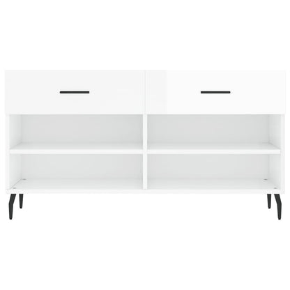 vidaXL Shoe Bench High Gloss White 102x35x55 cm Engineered Wood