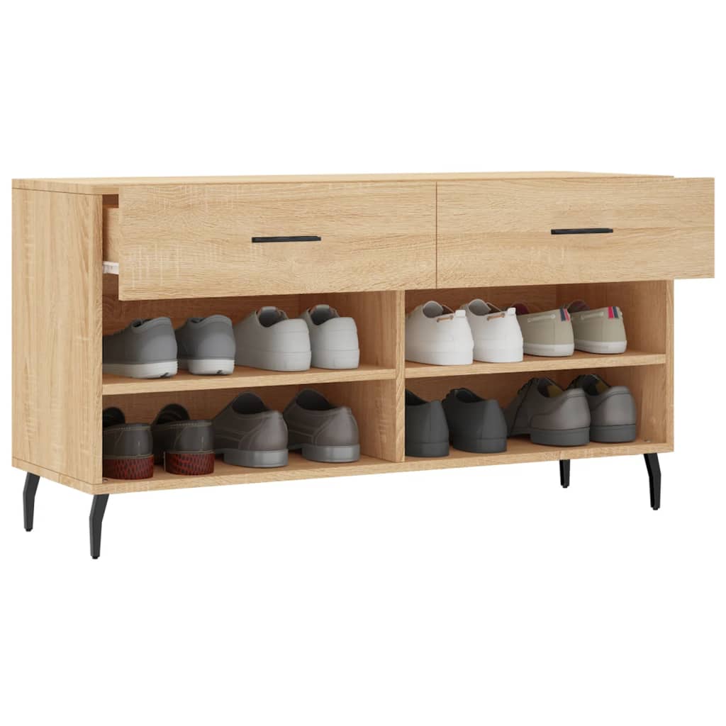 vidaXL Shoe Bench Sonoma Oak 102x35x55 cm Engineered Wood