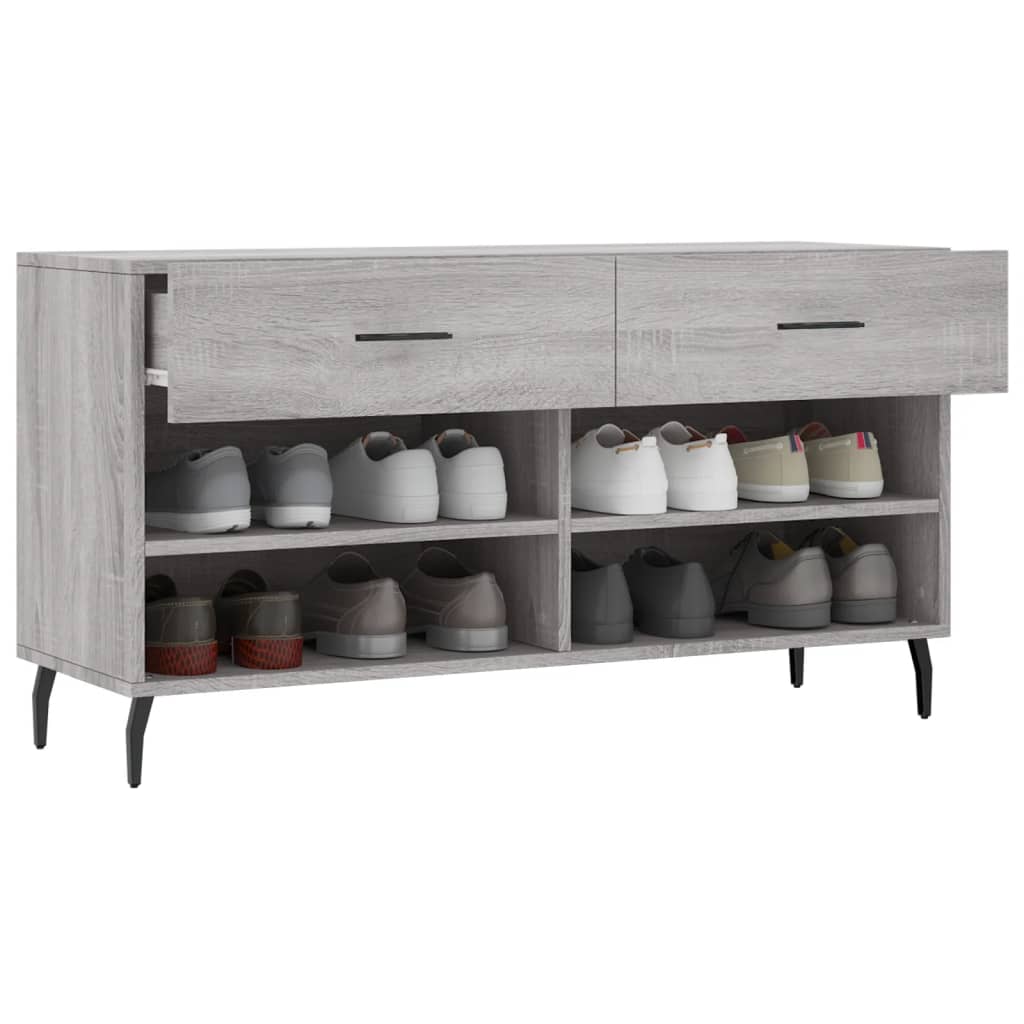 vidaXL Shoe Bench Grey Sonoma 102x35x55 cm Engineered Wood