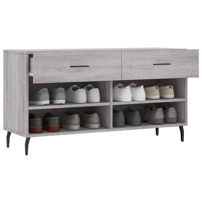 vidaXL Shoe Bench Grey Sonoma 102x35x55 cm Engineered Wood