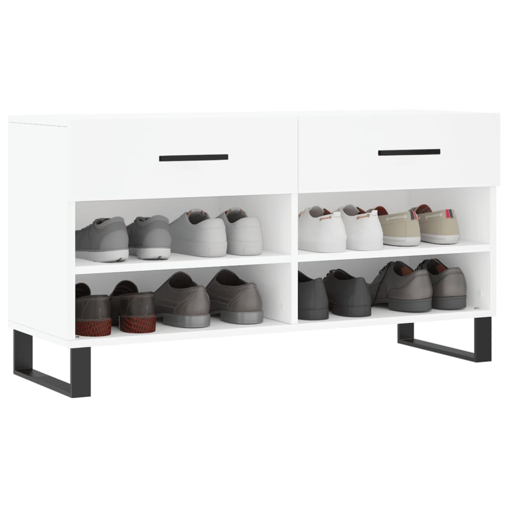 vidaXL Shoe Bench White 102x35x55 cm Engineered Wood