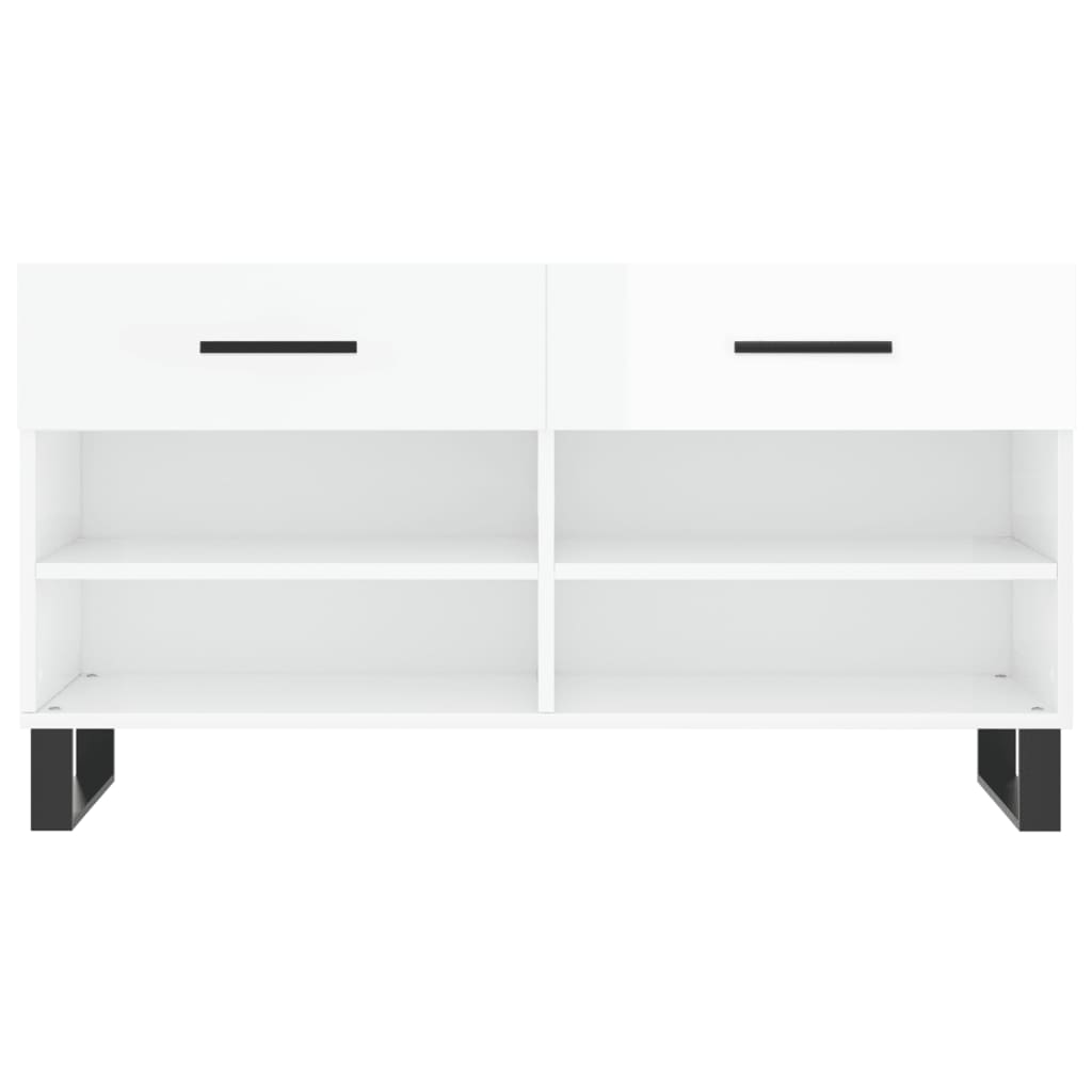 vidaXL Shoe Bench High Gloss White 102x35x55 cm Engineered Wood