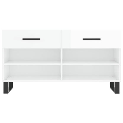 vidaXL Shoe Bench High Gloss White 102x35x55 cm Engineered Wood