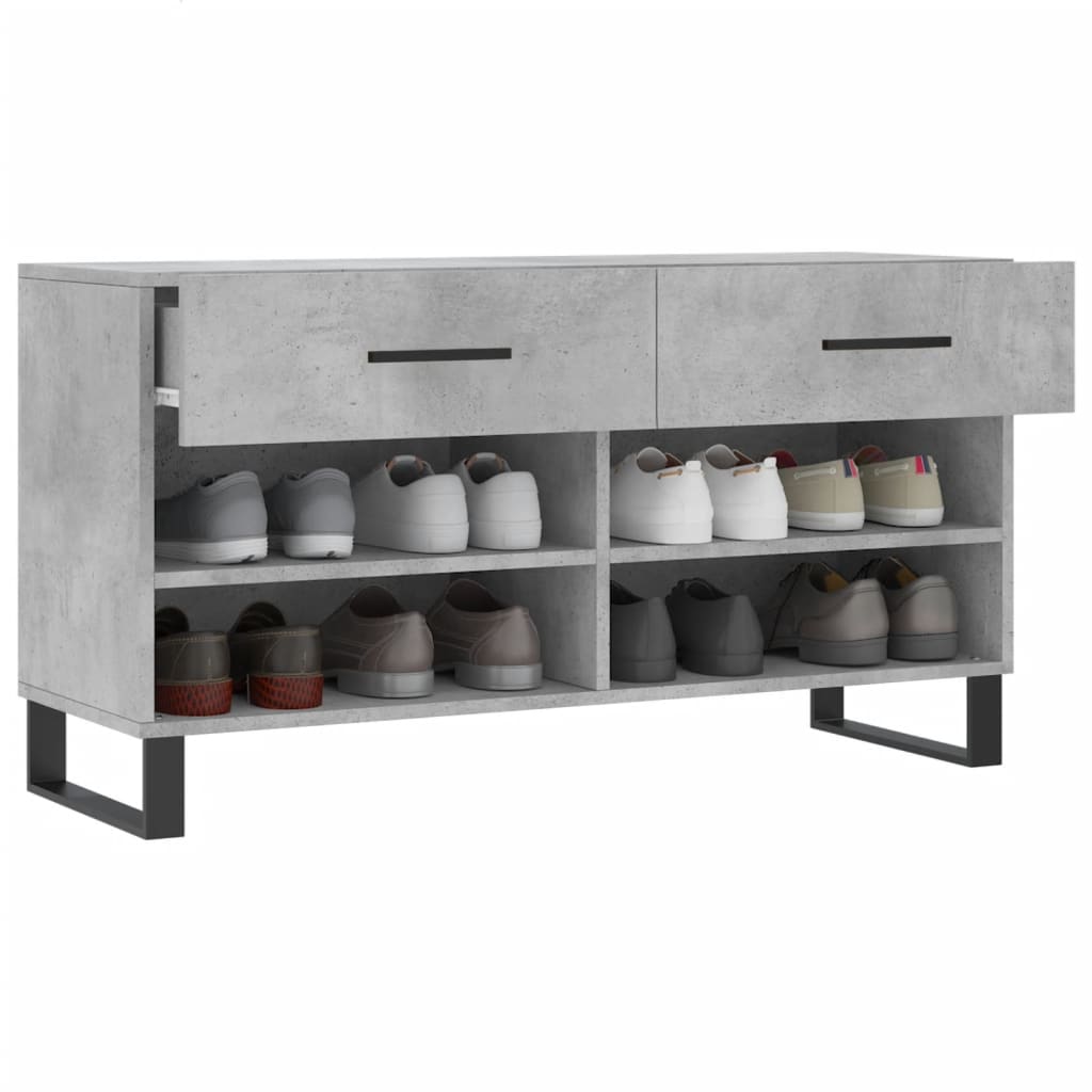 vidaXL Shoe Bench Concrete Grey 102x35x55 cm Engineered Wood