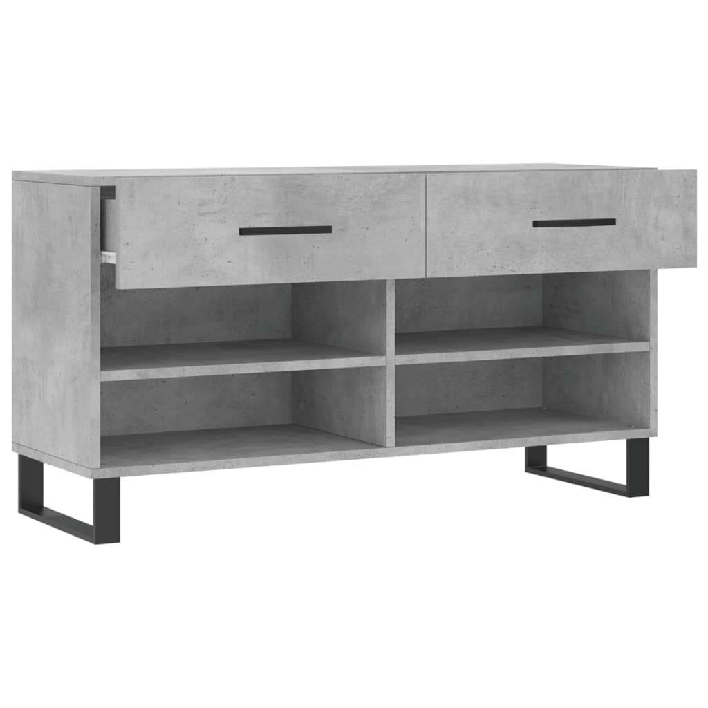 vidaXL Shoe Bench Concrete Grey 102x35x55 cm Engineered Wood