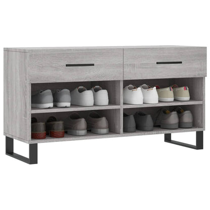 vidaXL Shoe Bench Grey Sonoma 102x35x55 cm Engineered Wood