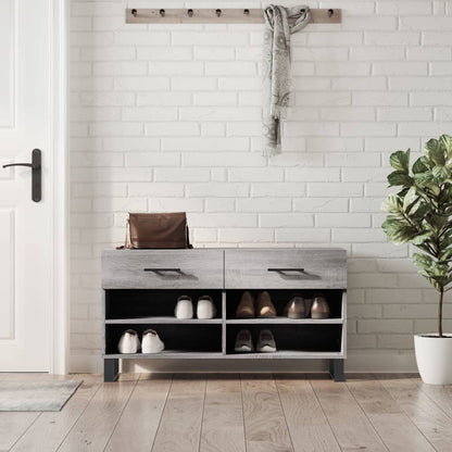 vidaXL Shoe Bench Grey Sonoma 102x35x55 cm Engineered Wood