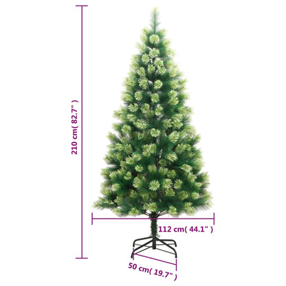 vidaXL Artificial Hinged Christmas Tree with Stand 210 cm