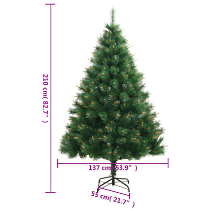 vidaXL Artificial Hinged Christmas Tree with Stand 210 cm