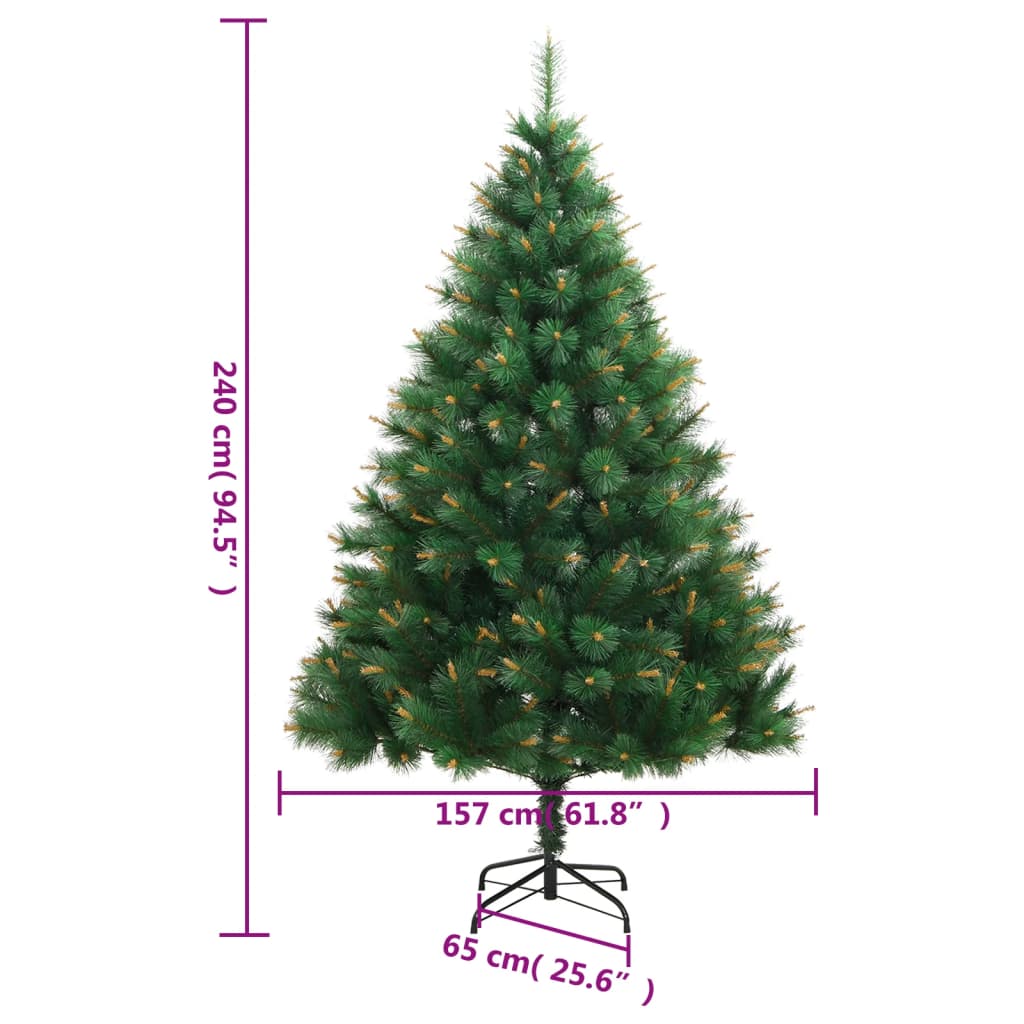 vidaXL Artificial Hinged Christmas Tree with Stand 240 cm