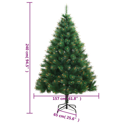 vidaXL Artificial Hinged Christmas Tree with Stand 240 cm