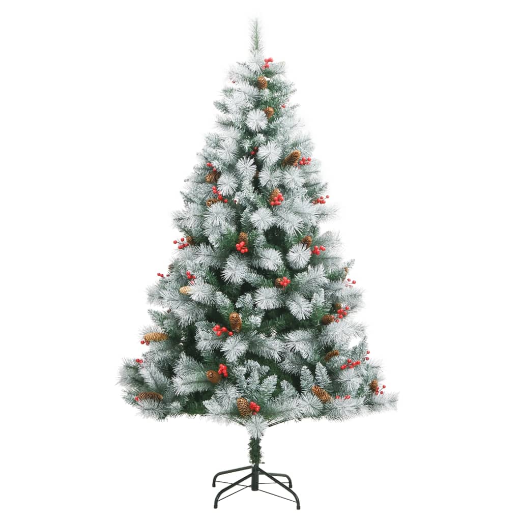 vidaXL Artificial Hinged Christmas Tree with Cones and Berries 180 cm