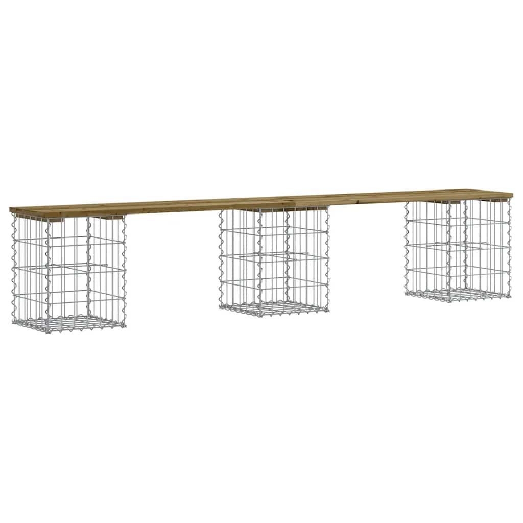 vidaXL Garden Bench Gabion Design 203x31x42 cm Impregnated Wood Pine