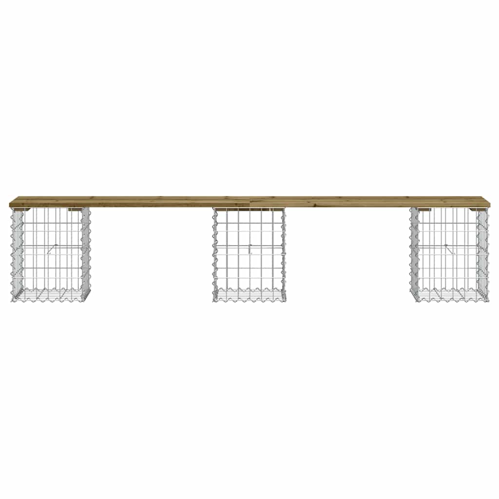 vidaXL Garden Bench Gabion Design 203x31x42 cm Impregnated Wood Pine