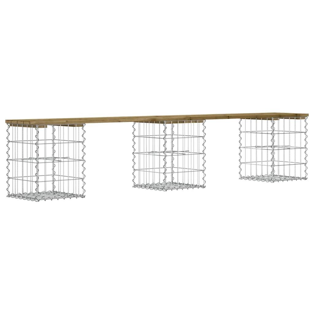 vidaXL Garden Bench Gabion Design 203x31x42 cm Impregnated Wood Pine