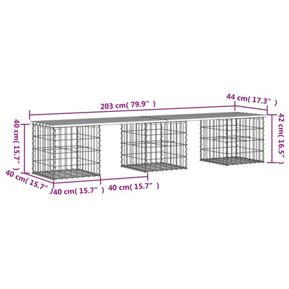 vidaXL Garden Bench Gabion Design 203x44x42 cm Solid Wood Douglas