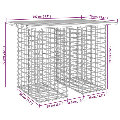 vidaXL Garden Table Gabion Design 100x70x72 cm Solid Wood Pine