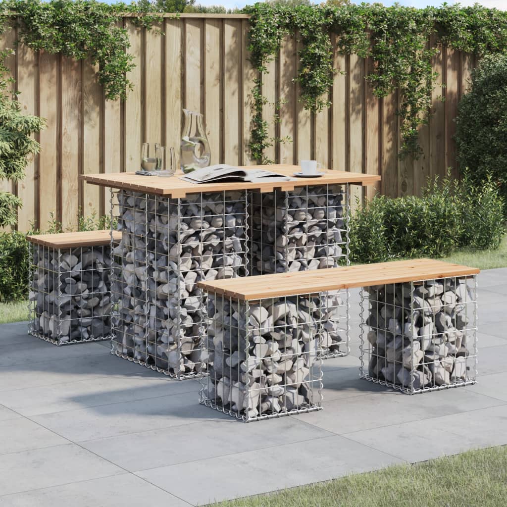 vidaXL Garden Table Gabion Design 100x70x72 cm Solid Wood Pine