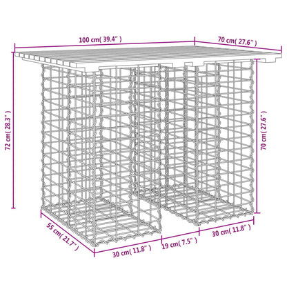 vidaXL Garden Table Gabion Design 100x70x72 cm Solid Wood Douglas